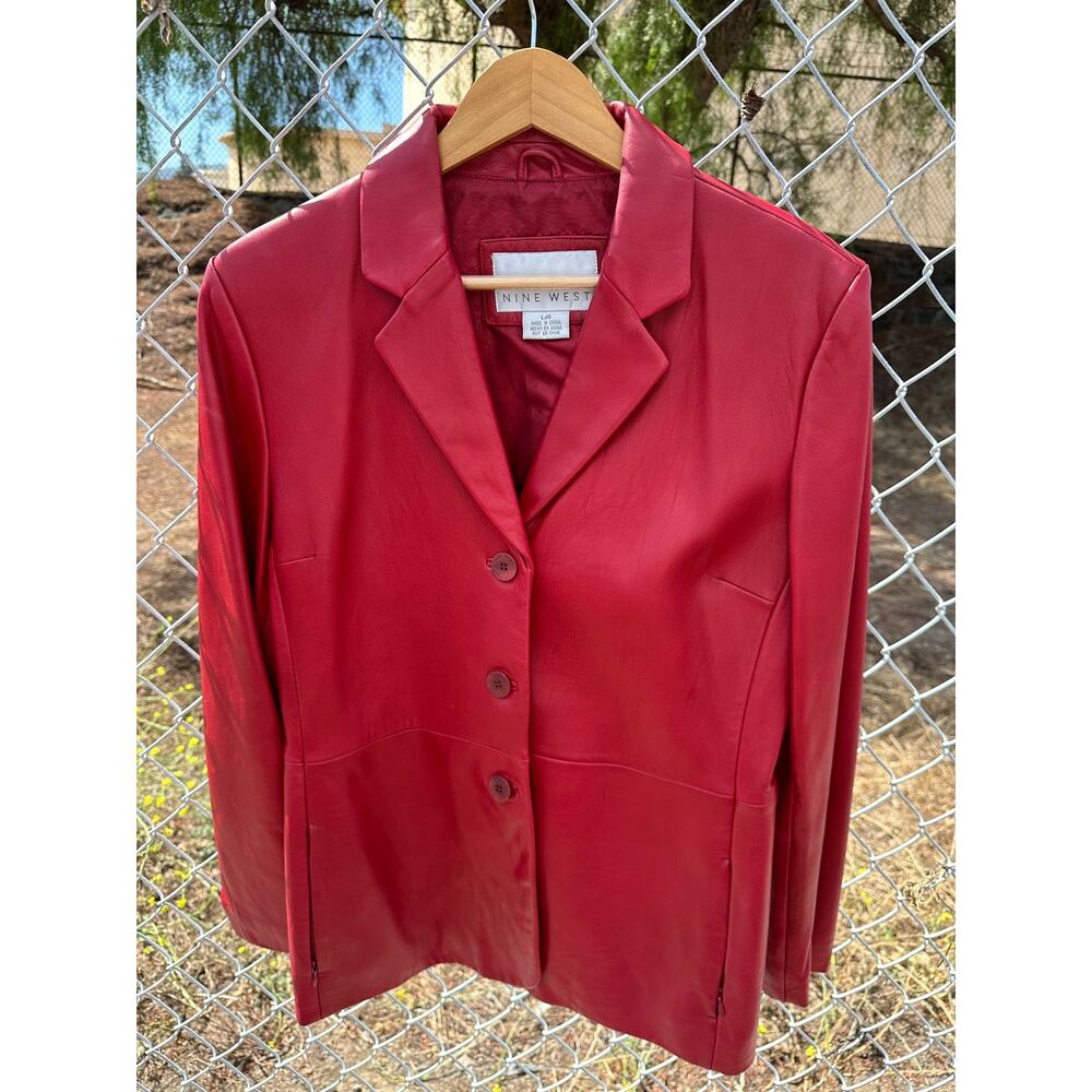 RED LEATHER JACKET blazer style
